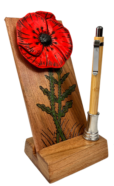 Red Poppy Flower Pen set, Piece Of Canada Summer Green Maple Leaf